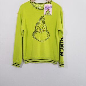NWT The Grinch Fleece Sweatshirt Hybrid Cotton Blend Pullover Green Size M